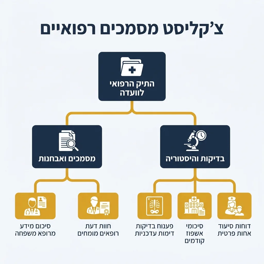 אינפוגרפיקה — צ'קליסט מסמכים רפואיים: התיק הרפואי לוועדה